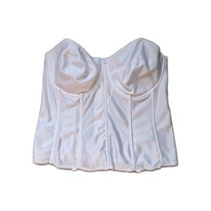 Dominique Satin Bustier Corset Bra White Strapless Longline Underwire 40DD